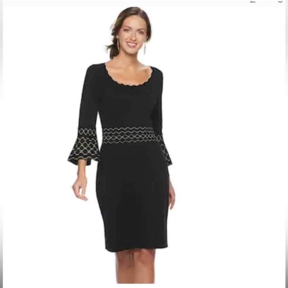 14. Nina Leonard dress scallop sweater black